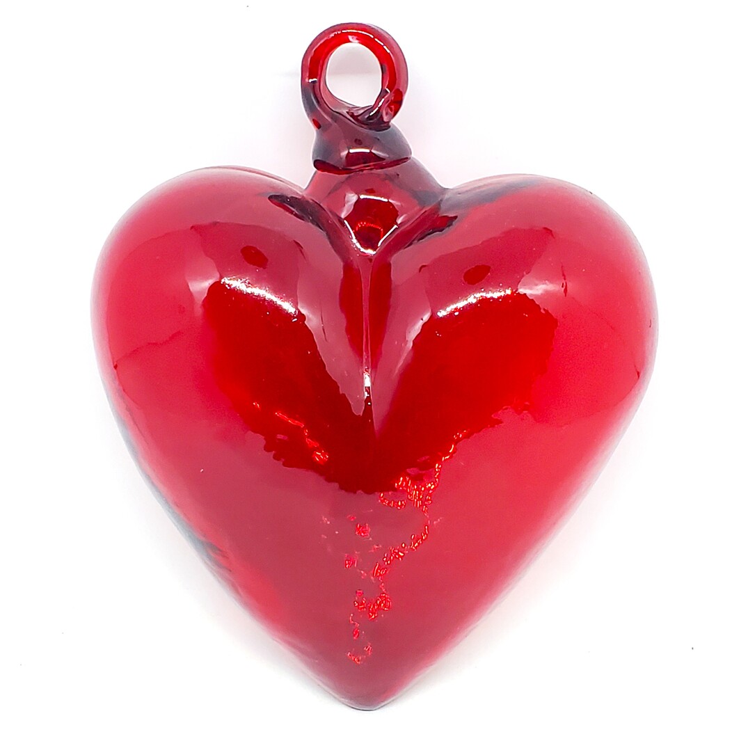 Red 5.1 inch Large Hanging Glass Hearts (set of 6)
